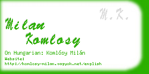 milan komlosy business card